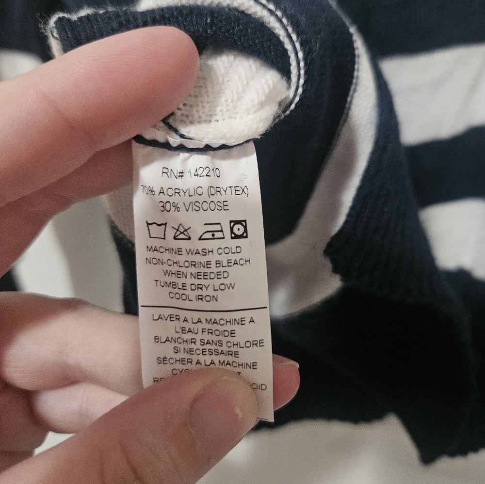 Mersea Striped Turtleneck Sweater Navy White Petite - Picture 5 of 6